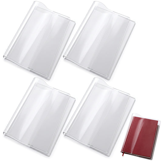 lMengjbang 4 Pack A4 Clear Cover, Jelly PVC Plastic Covers Waterproof Notebook Cover A4 Clear Protector 11.8 x 8.5 Inch Transparent Slip on Book Covers for Journal Weeks Planners Office Notebook