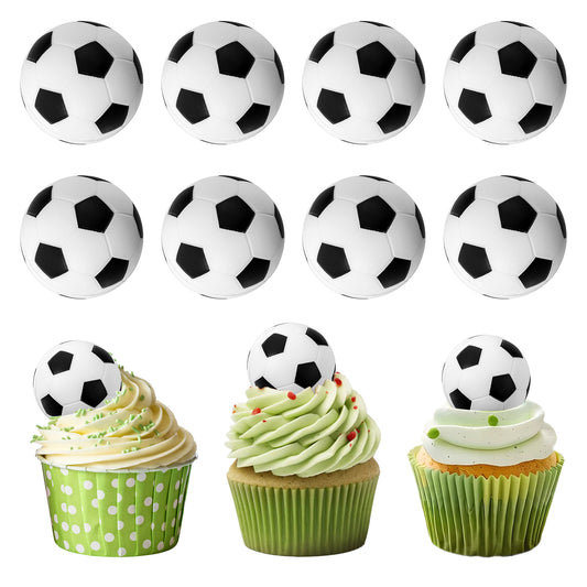 LXUEJIE 10 Pcs 3D Soccer Cupcake Toppers, 3D Foam Soccer Ball Cake Toppers Picks Mini Football Ball Cupcake Picks for Soccers Theme Party Birthday Baby Shower Cake Decorations Supplies