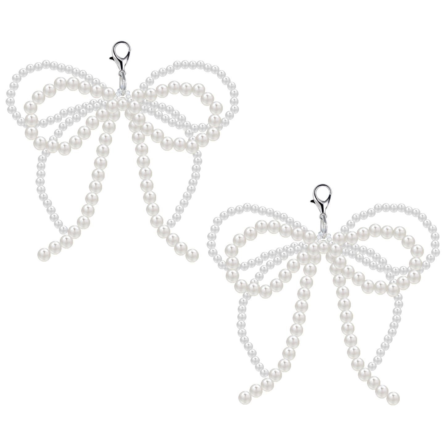 HJZHII 2pcs Pearl Bow Shoe Charms, Shoe Charms for Sneakers Shoelace Charms Bowknot Shoe Decoration Elegant Pearl Buckle Y2K Aesthetic Keychain for DIY Dress Shoe Bag Phone Accessories