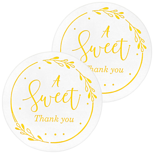 IANFAN 240 Pcs A Sweet Thank You Stickers, 1.97 Inch Round Gold Thank You Gift Stickers Self-Adhesive Sweet Thanks Labels for Wedding, Birthday, Anniversary, Gift, Wrapping, Envelope Seals