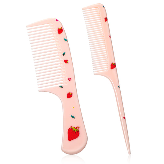 cobee 2 Pcs Rat Tail Combs, Small Pink Comb With Parting Tip, Plastic Portable Combs For Kids Toddler Comb Hairdressing Comb Set For Wet And Dry
