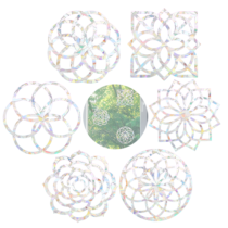 Molain 24PCS Mandala Window Clings, Anti-Collision Window Decals to Save Birds from Window Collisions, Non-Adhesive Prismatic Vinyl Window Clings Rainbow Suncatcher Stickers