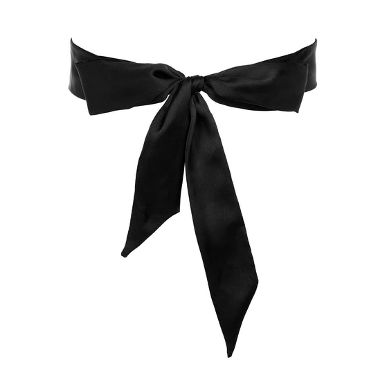 JIYIN Bow Belts for Women, Long Double Side Satin Sash Belt Ceremony Belt for Wedding Bridal Special Occasion Dresses 2'' Wide(Black)