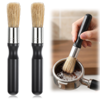 TIESOME 2 Pcs Barista Coffee Machine Cleaning Brush, Durable Cleaning Tool with Ergonomic Handle, Wooden Glue Wax Brush of Espresso Machines and Coffee Grinders (Black and Yellow)