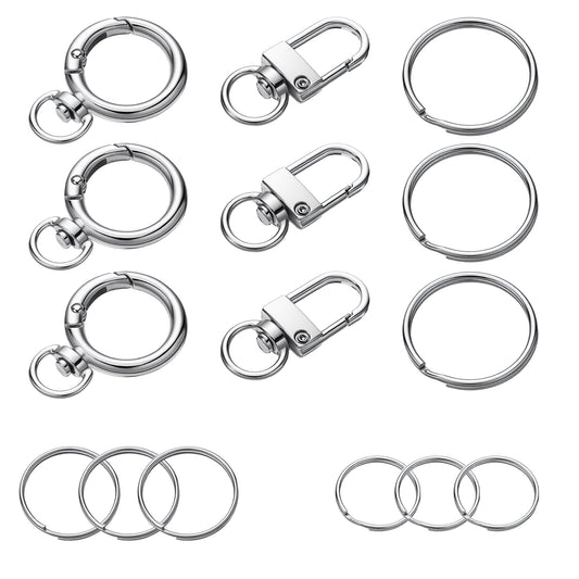 LIQWEI 15Pcs Quick Clips Cat Dog Collar Clips, Dog Tag Rings for Pet, Dogs Tag Clip, Dogs Collar Tags Holder Ring Pet Tags Attachment Clip for Pets Silver