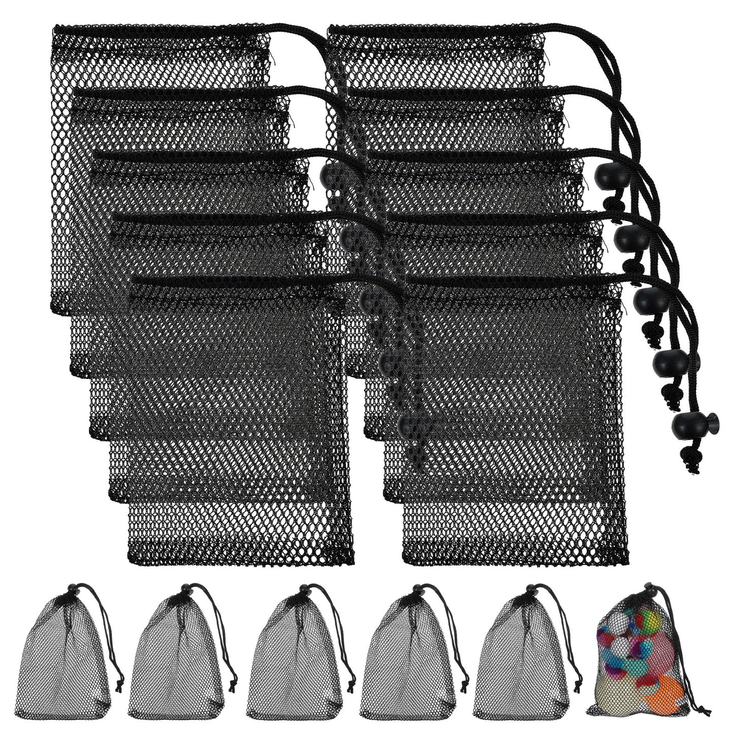Yuanchu 15 Pcs Small Mesh Bags, 6 X 4 inch Black Mesh Drawstring Bag Mini Nylon Storage Bags with Drawstrings for Travel Candy Cosmetics