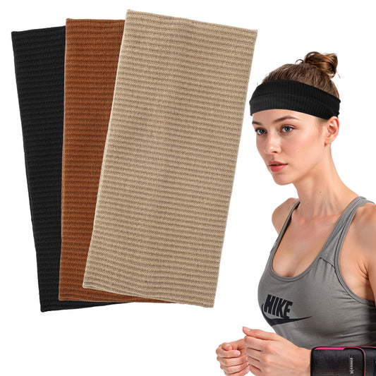 MBAIYO 9cm Headbands for Women's Hair, 3 Pcs Cotton Head Band Elastic Non Slip Head Bands Adult Women Unisex Hair Accessories for Sports Yoga Makeup Running Skincare Gym