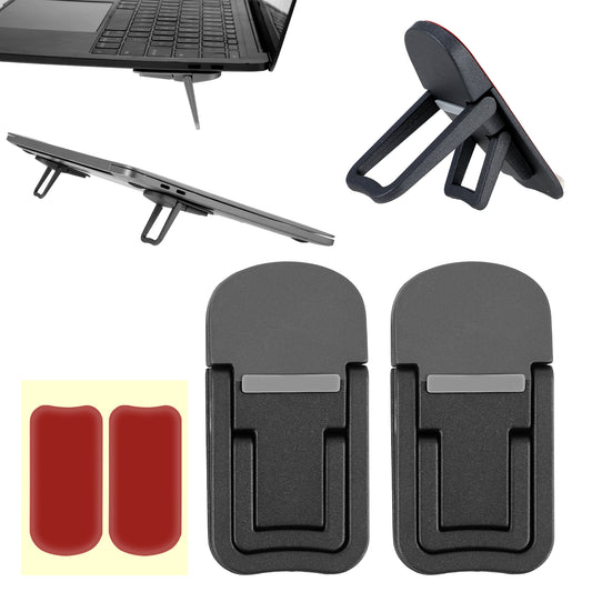 Bewudy 2 Pcs Portable Keyboard Riser, Dual Tilt Angle Adjustment Foldable Laptop Riser, Self-Adhesive Mini Laptop Stand Invisible Computer Keyboard Stand for Most Keyboards (Black)