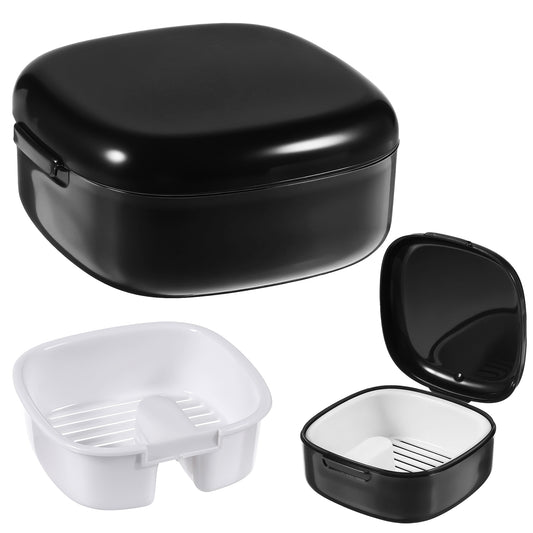 AOZUO Braces Box, Retainer Case Tooth Splint Box with Removable Filter Screen, Orthodontic Mouth Guard Case, Aligner Case for Women, Men, Teenagers, Adults (Black)