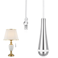 HJZHII Bathroom Light Pull Cord Handle, Teardrop Pendant Weight Connector with 150 cm Long Nylon Light Switch Pull Cord for Bathroom Toilet Lights Ceiling Lights Fan Switch(sliver)