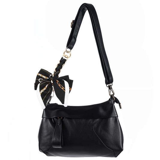 AOZUO Bag Extender Chain, Bowknot Ribbon Purse Strap Extender Chain Bow Bag Charm Replacement Bag Chain for Handbags Crossbody Bags(Black)