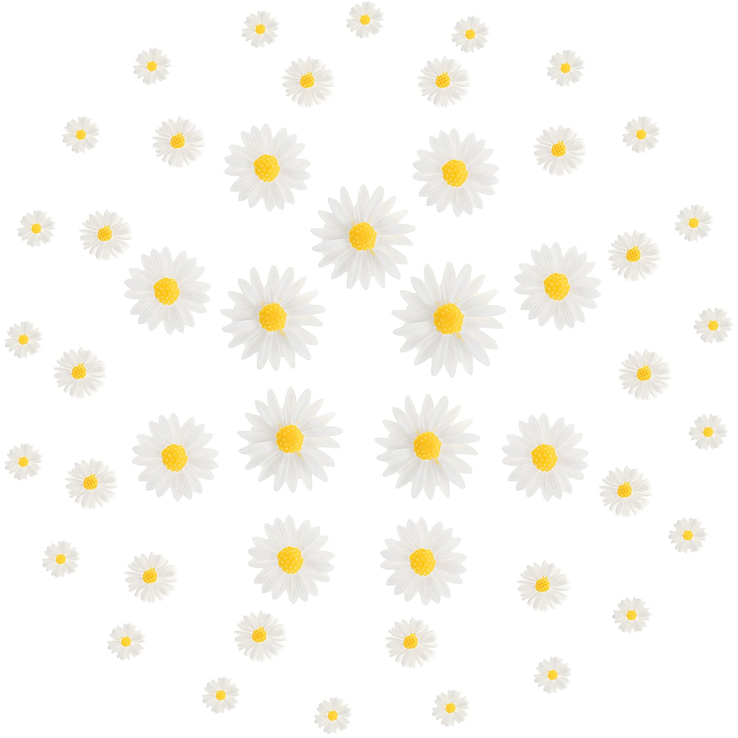 BOHUIZ 100 Pcs Mini Daisy Decorations, Resin Daisy Flowers Crafts Small Decorative Daisies Charms 5 Sizes Flatback Daisy Flower Epoxy Beads Charms for DIY Crafts, Party, Home Decoration