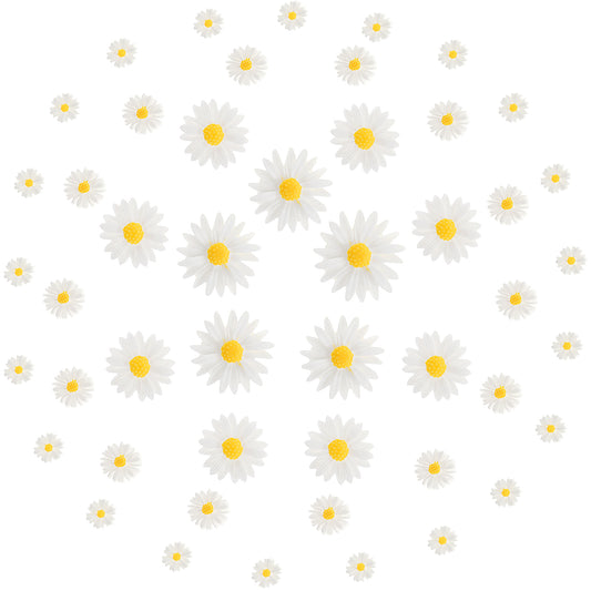 BOHUIZ 100 Pcs Mini Daisy Decorations, Resin Daisy Flowers Crafts Small Decorative Daisies Charms 5 Sizes Flatback Daisy Flower Epoxy Beads Charms for DIY Crafts, Party, Home Decoration
