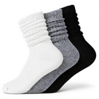 LIQWEI 3 Pairs Slouchy Crew Socks For Women, Black Scrunch Soft Socks, Scrunch Sock Long Sock Knit Chunky Boot Sock