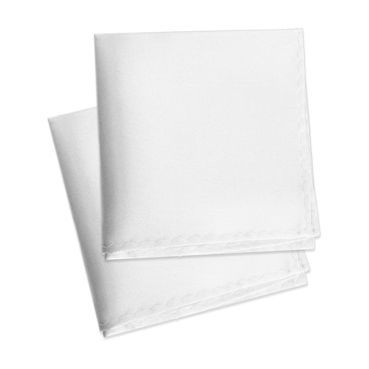 BOHUIZ Satin Pocket Square for Men, 2Pcs Pocket Squares for Men, Solid Color Mens Pocket Square Silk Handkerchiefs for Suit(White)
