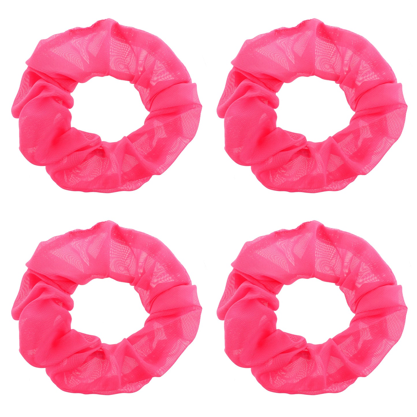 Giantree 4 Pcs Neon Pink Scrunchie for hair 80s, Elastics Neon Pink Scrunchie Bulk Neon Pink Large Scrunchie Solid Neon Thick Hair Ties Hair Bands for Women Girls Hair Accessories