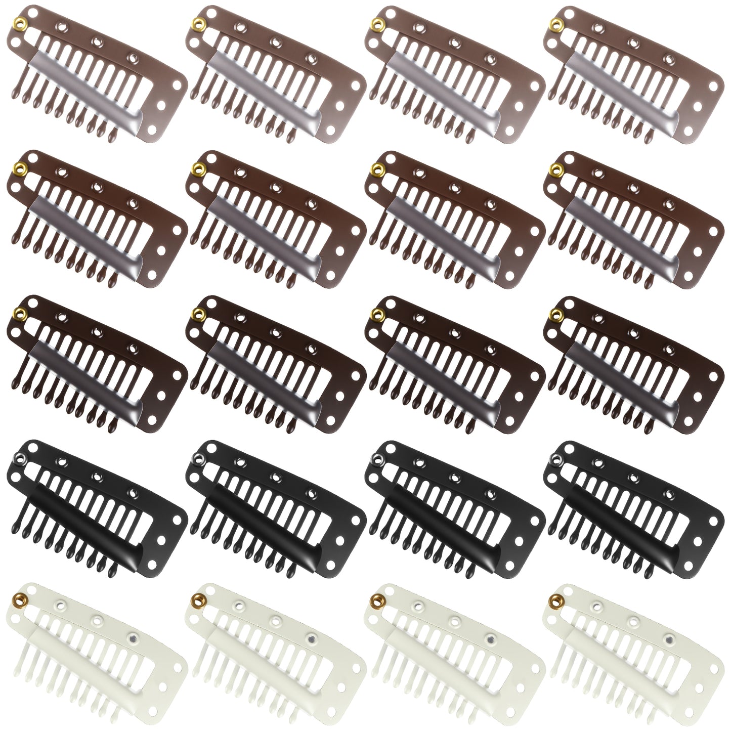 XLIUAX 20 Pcs Chunni Clips, Veil Clip Wig Clips Hair Setting Clip 10-Teeth Hair Extension Snap for Women Headscarf Hijab with Safety Pins Wig Combs No Sew for Woman Hairpieces