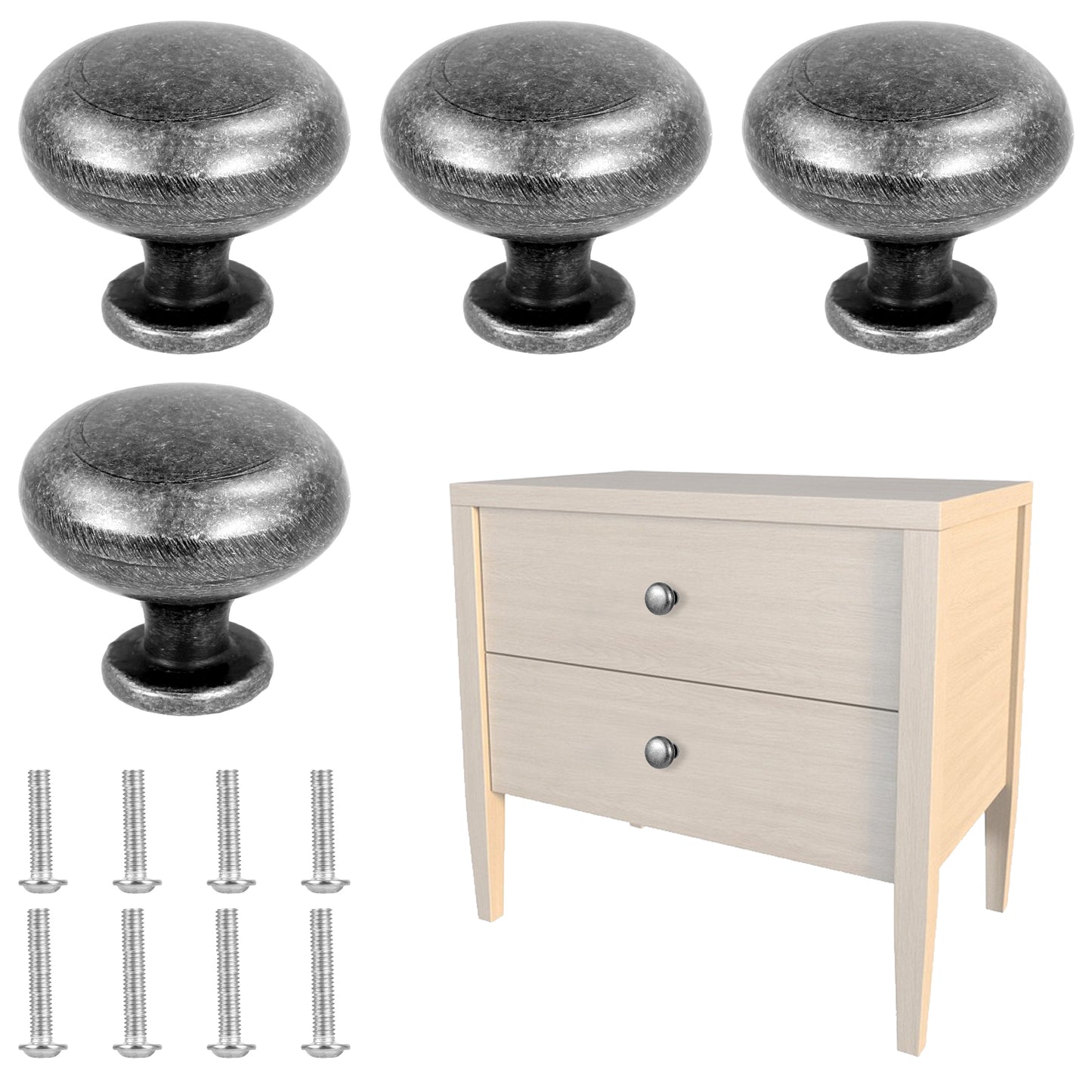 Giantree 4Pcs Cabinet Knobs, Antique Brass Cabinet Knobs, Knobs for Cabinets and Drawers, Cabinet Knobs for Kitchen Bathroom, Zinc Alloy for Drawer Knobs for Dresser Cupboard Wardrobe(Nickel)