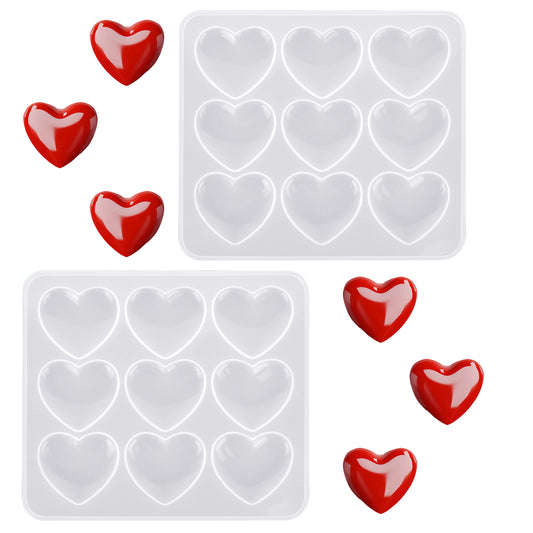Bewudy 2 Pcs Heart Shape Resin Molds, Heart Shape Epoxy Mold Silicone Mold, Heart-Shaped Casting Jewelry Mold, Keychain Charms Mold Heart Silicone Mould for Jewelry Making Keychain Crafting Project
