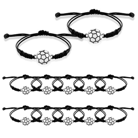 simarro 12pcs Soccer Braided Sports Bracelets, Charm Soccer Bracelets Adjustable Football Jewelry Inspirational Wristbands Sports Party Favors Gift for Fans Men Women Teen Adults Team