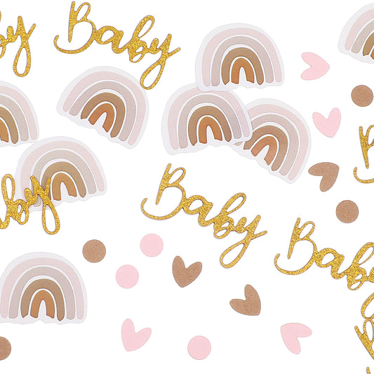 AOZUO Baby Shower Confetti, 120PCS Glitter Confetti Table Scatters Decoration Gold Champaign Rainbow Confetti for Baby Gender Reveal Ice Cream Theme Birthday Party Decor