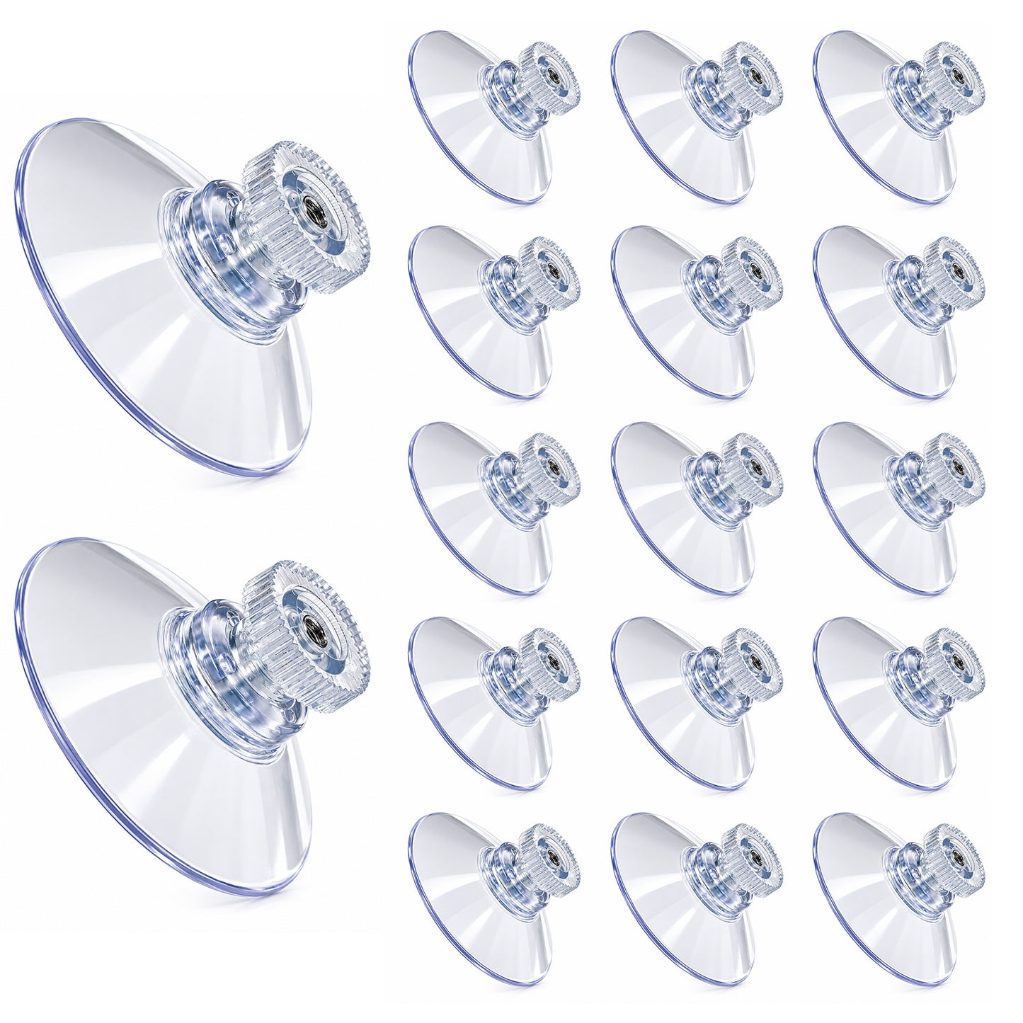 JJUNW 15pcs Suction Cups with Screws Nut, Clear Suction Cup, Glass PVC Suctionpads Plastic Sucker Pad Strong Sucker for Window Car Glass Shade Cloth Bathroom Wall Door (42mm)