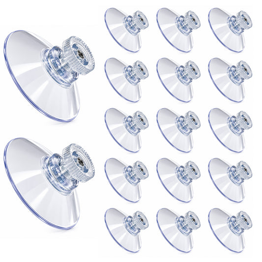 JJUNW 15pcs Suction Cups with Screws Nut, Clear Suction Cup, Glass PVC Suctionpads Plastic Sucker Pad Strong Sucker for Window Car Glass Shade Cloth Bathroom Wall Door (42mm)