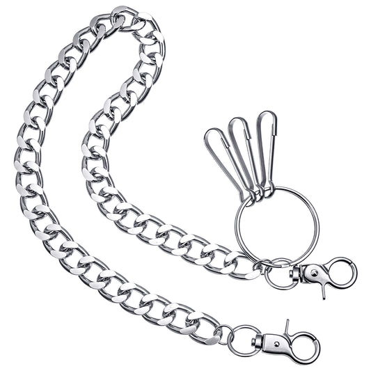 MBAIYO Wallet Chain Hip Hop Punk Pants Chain for Belt Jean Pocket Chains for Men & Women Goth Accessories with Double Buckle