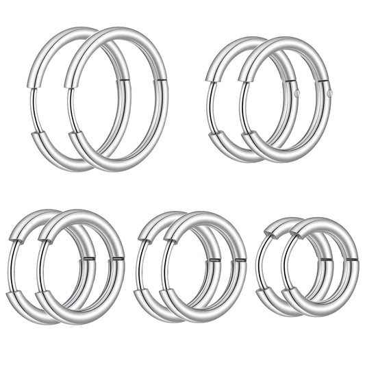 JJUNW 10 Pairs Hoop Earrings for Women, Small Silver Hoop Earrings Set 316L Surgical Steel Piercings Cartilage Earring Hoop Earrings for Women Men (8mm - 16mm)