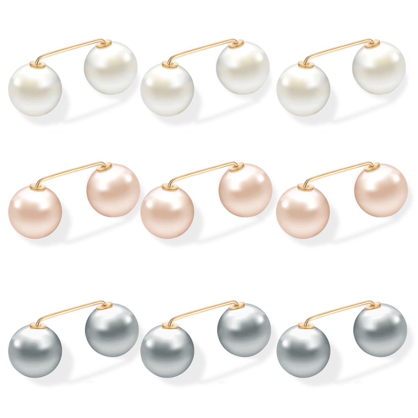 Giantree 9 Pcs Artificial Pearl Brooch Pins, Safety Pin, No Sew Buttons Pearl Brooch Pins, Safety Cover-up Pin for Women, No Tool Removable Reusable for Clothing Cardigan Dress Sweater(Large Beads)