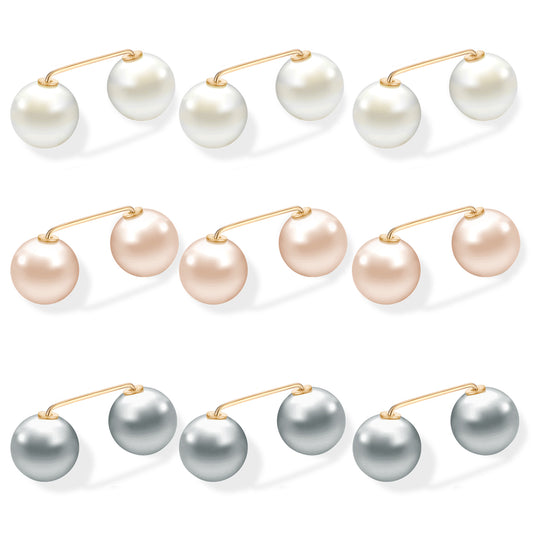 Giantree 9 Pcs Artificial Pearl Brooch Pins, Safety Pin, No Sew Buttons Pearl Brooch Pins, Safety Cover-up Pin for Women, No Tool Removable Reusable for Clothing Cardigan Dress Sweater(Large Beads)