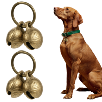 LIQWEI 2Set Copper Bell for Dog Collar, Brass Dog Bells, Extra Loud Collar Bell for Pet Tracking Anti Lost Training Pets Pendant Accessories Anti Theft Bells for Little Dogs & Cats