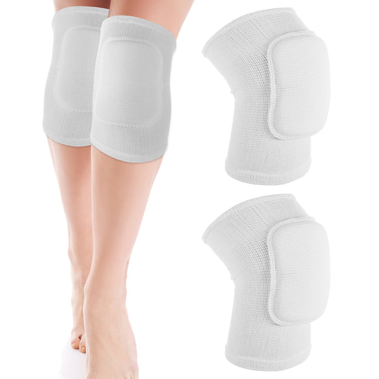 Giantree 4Pcs Knee Pads for Kids, Elbow Pads Volleyball, Knee Pads Volleyball Knee Pads Women and Men, Basketball Knee Pads Anti-Slip Padded Sponge Football Volleyball Dance Basketball Sports(White)
