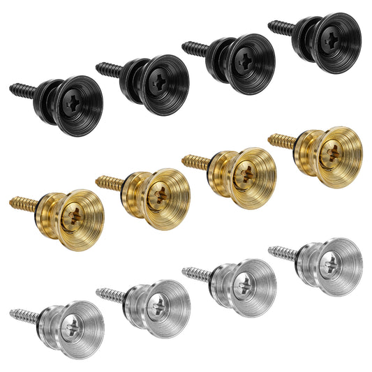 BOHUIZ 12 Pcs Guitar Strap Button Lock Pins, Anti-slipping Metal Guitar Strap Buttons End Pins with Mounting Screws Guitar Strap Accessories for Acoustic Guitar Electric Bass Ukulele