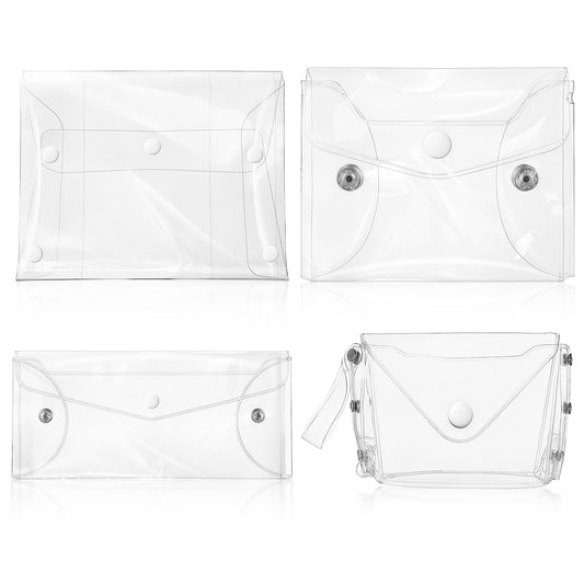AOZUO Transparent Makeup Bag, Waterproof PVC Cosmetic Bags Portable Clear Organizer Pouches Case Multifunctional Reusable Travel Toiletry Bag with Snap Closure Different Size(4Pcs)