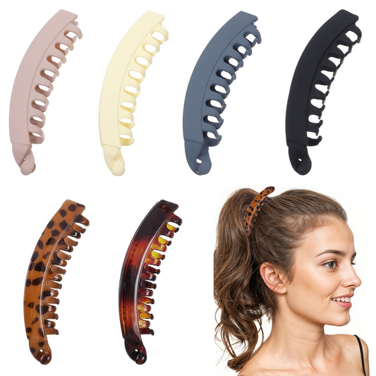 Giantree 6 Pcs Banana Hair Clips, 5 Inch Large Banana Clip for Women, Versatile Clips for Thick and Fine Hair, Stylish Accessories for Ponytail Holders for Women