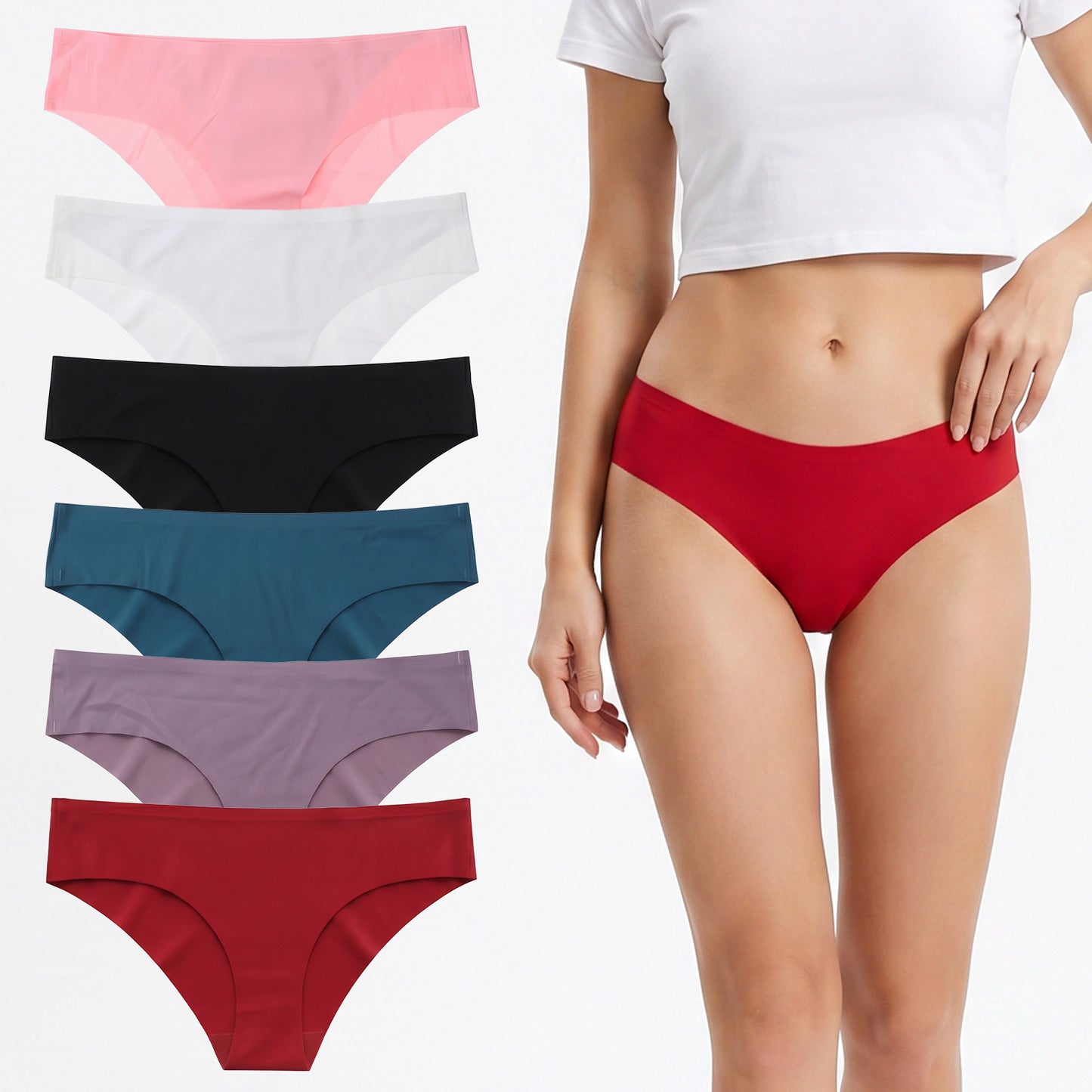 HJZHII 6PCS Women's Stretch Briefs, Soft Cotton Underwear Breathable Briefs Multipack