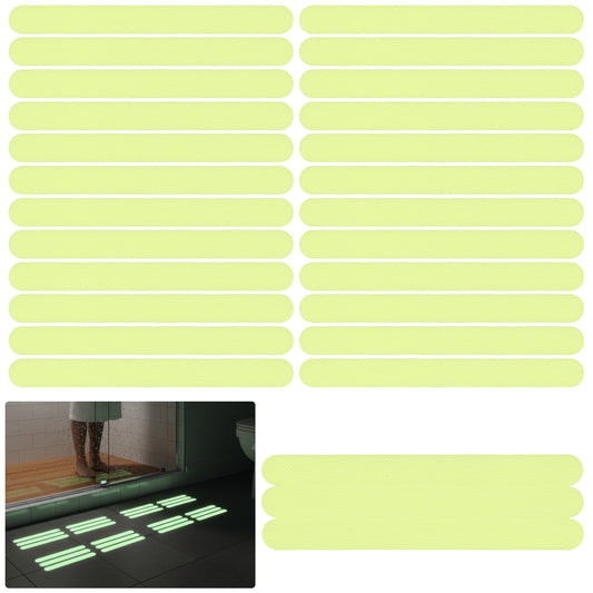 Molain 24pcs Glow in Dark Anti Slip Tape, 20x2cm Anti-slip Strips Waterproof Non Slip Warning Tape Decking Strips for Stairs Decking and Outdoor Steps