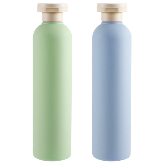 BOHUIZ 2Pcs 260ml Large Squeeze Bottles, Refillable Travel Containers Portable Leak Proof Bottles with Disc Top Flip Cap for Shampoo, Creams, Lotion, and Conditioner(Blue+Green)