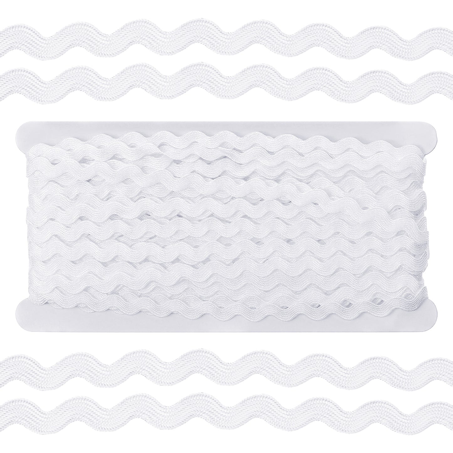 Jeffdad Rick Rack Trim for Sewing, 5 mm 27 Yards White Wave Bending Fringe Trimming, White Lace Ribbon RIC Rac Trim for DIY Sewing Crafts Gift Wrapping Wedding Christmas Party Decor