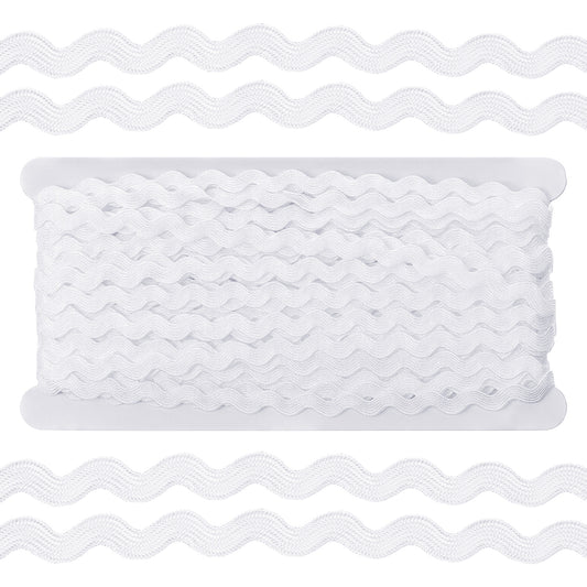 Jeffdad Rick Rack Trim for Sewing, 5 mm 27 Yards White Wave Bending Fringe Trimming, White Lace Ribbon RIC Rac Trim for DIY Sewing Crafts Gift Wrapping Wedding Christmas Party Decor