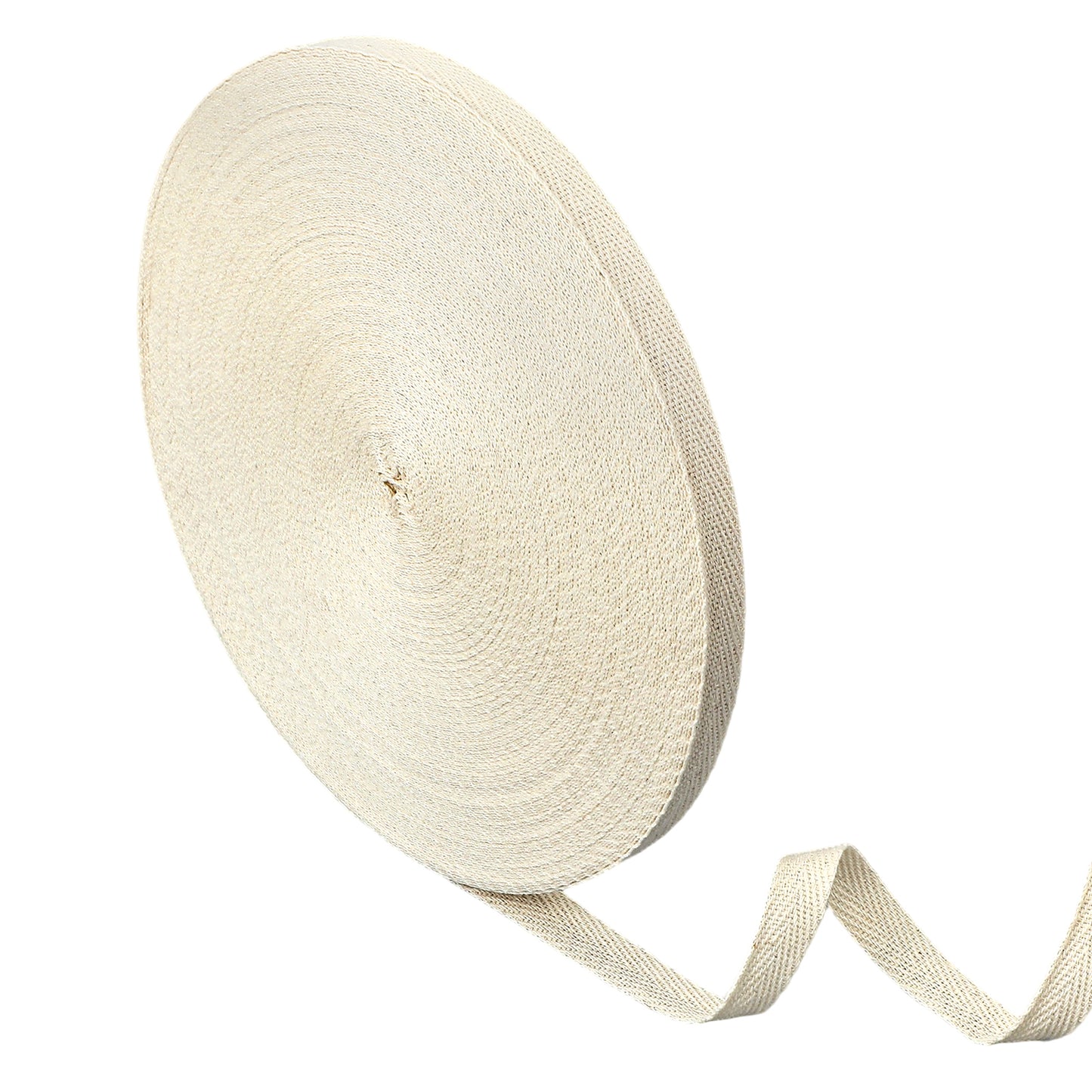 YUXMU 1/2 Inch Cotton Twill Tape Ribbon 55 Yard, Soft Natural Webbing Tape Roll Herringbone Bias Tape Carpet Binding Tape for DIY Crafts Sewing Knit (Beige)
