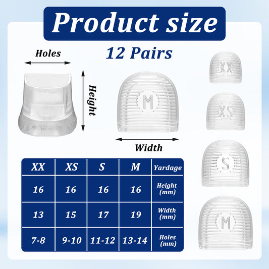 TIESOME 12 Pairs High Heel Protectors, Heel Repair Caps Covers & Heel Stoppers 4 Sizes (XXS, XS, S, M) Heel Cover Perfect for Wedding, Grass, Gravel, Wetlands Outdoor Events(Transparent)