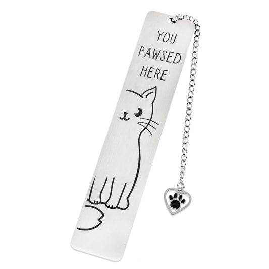 JJUNW Cat Bookmark, Kitten Bookmark, Stainless Steel Bookmark Metal Bookmark, Cat Book Marker Book Lover Gifts Funny Cute Bookmarks for Readers Girls Birthday Christmas Presents Friend Cat Lover