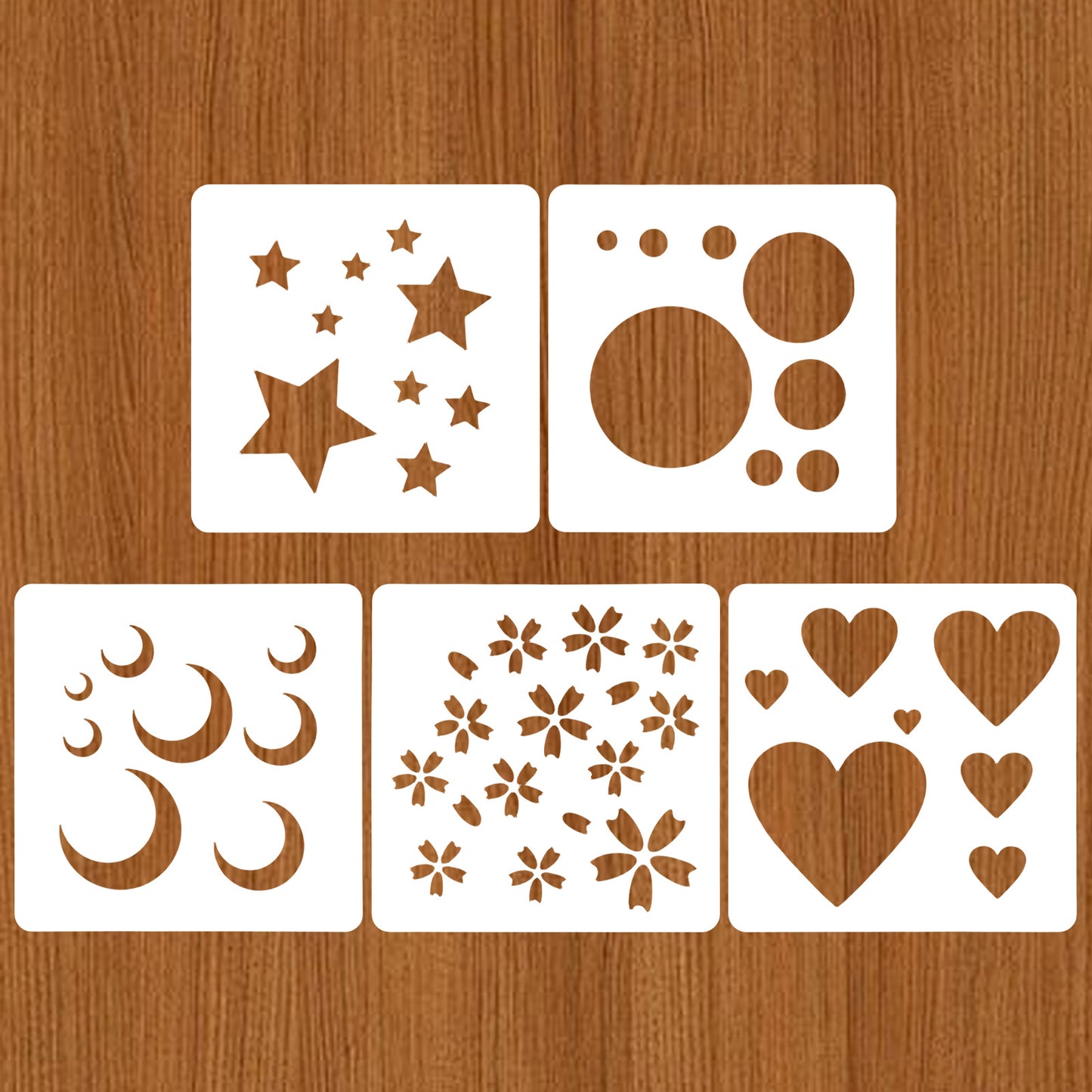 DOPENSPI 10 Pcs Star Stencils for Painting, PVC Plastic Reusable Moon Star Templates Pattern Painting for Wall Wood Fabric Canvas DIY Craft Home Decor Art Projects (3.93x3.93Inch)