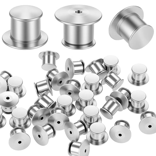 cobee 30 Pcs Silver Locking Pin Backs, Metal Pin Backs Replacement Enamel Lockings Pins Keepers Locking Clasp for Jewelry Brooches DIY