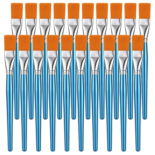 simarro 20 Pcs Flat Brush Set, 1 Inch Wide Watercolor Brushes Oil Painting Brushes, Big Paint Professional Brushes for Kids, Art Painters Students Graffiti Gouache Acrylic Painting Oil Painting
