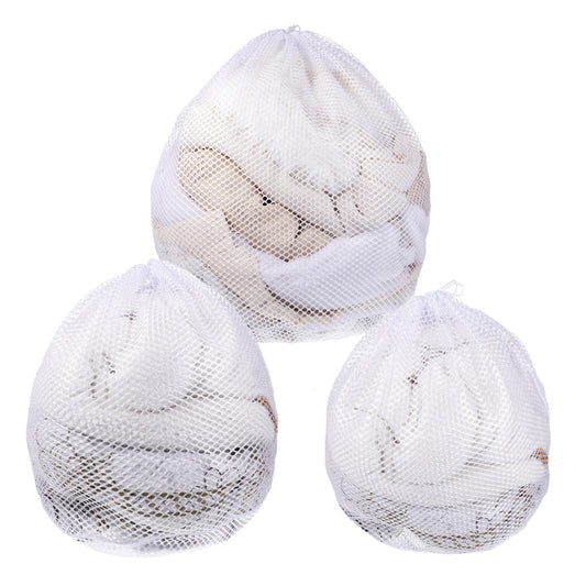 LXUEJIE 3 Pcs Mesh Laundry Bags with Drawstring, Washing Machine Mesh Wash Bags White Drawstring Garment Meshes Bag Meshes Laundry Washes Bag for Home Hotel Dorm Travel Use