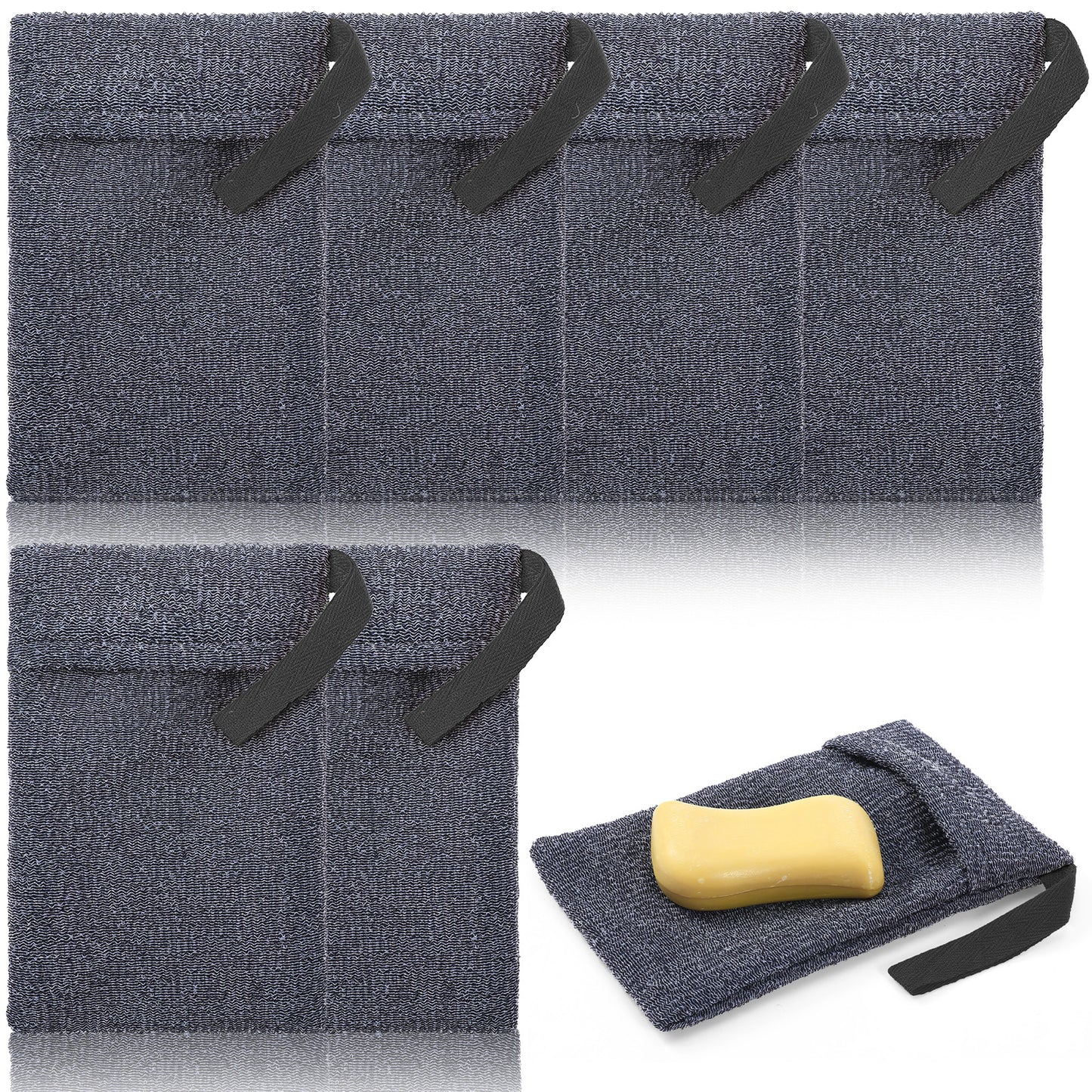GEEHUA 6PCS Soap Bags, Exfoliating Soap Bag Quick Dry Bar Soaps Pouch Soaps Saver Bag Body Scrubber Accessories for Shower Bath Home Travel