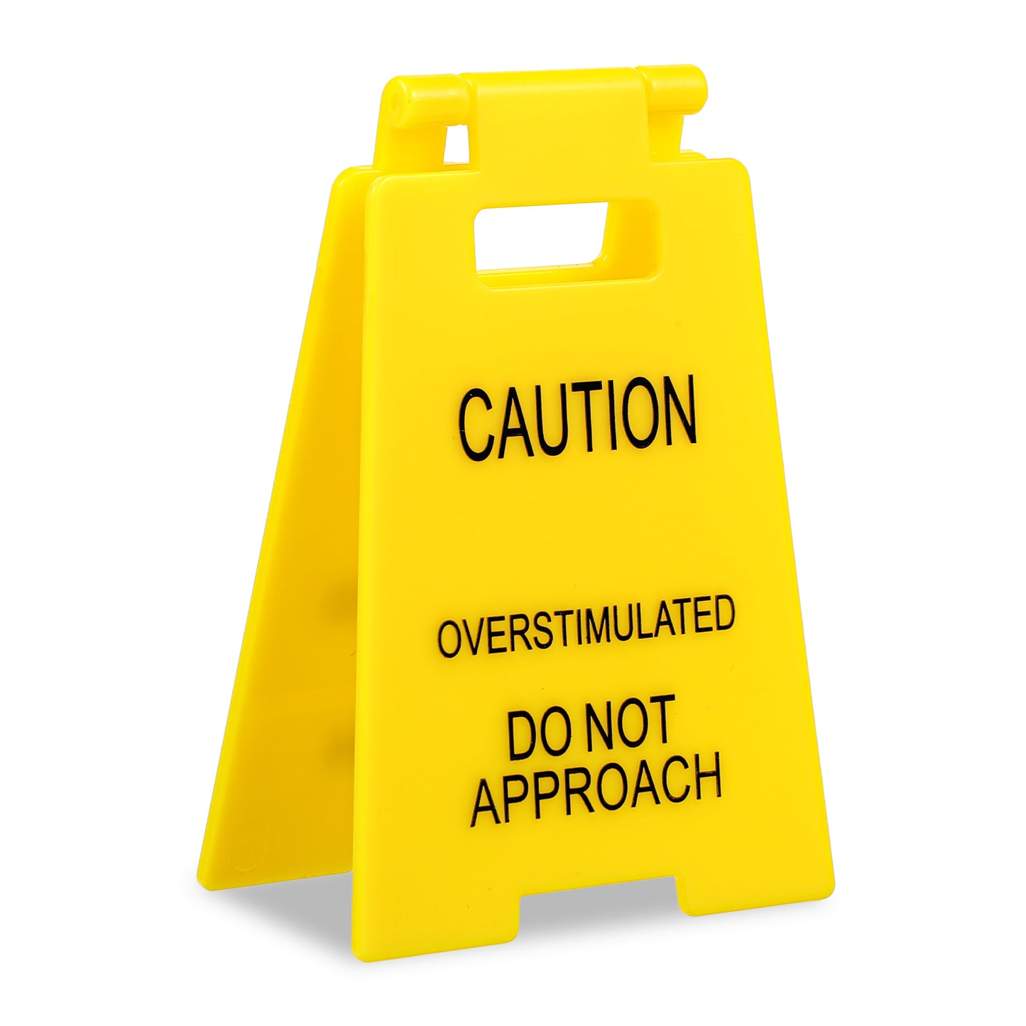 TIESOME 1 Pcs Caution Overstimulated Desk Sign, Funny Office Prank Caution Overstimulated Do not Approach Signs Funny Office Desk Warning Sign for Coworkers Teammates Employees Boss Humorous(1)